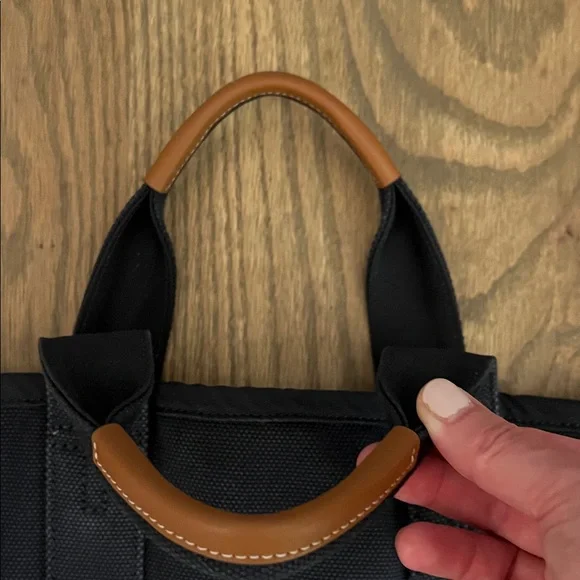 Tory Burch Navy Canvas Tote with White Logo - Picture 3 of 3